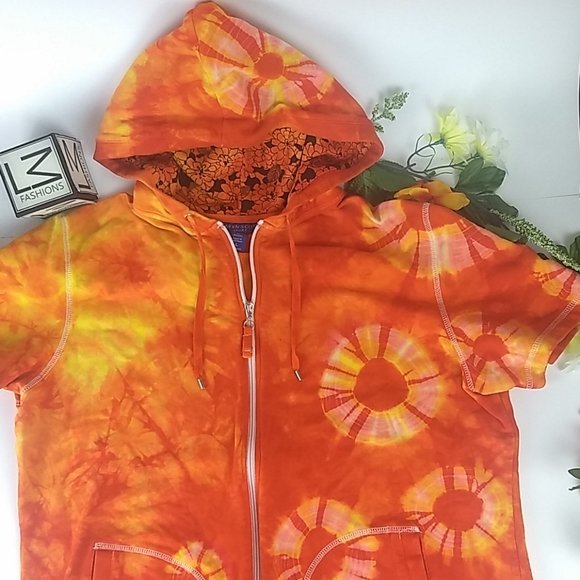 Karen Scott Sport tie dyed ss fz hoodie - Picture 3 of 16